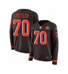Women's Nike Cleveland Browns #70 Kevin Zeitler Limited Brown Therma Long Sleeve NFL Jersey