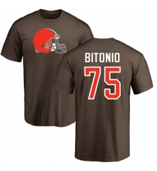 NFL Nike Cleveland Browns #75 Joel Bitonio Brown Name & Number Logo T-Shirt