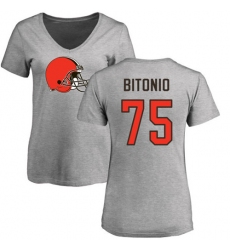 NFL Women's Nike Cleveland Browns #75 Joel Bitonio Ash Name & Number Logo T-Shirt