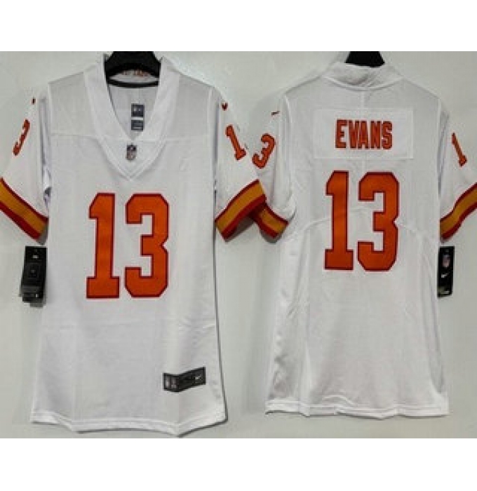 Women's Tampa Bay Buccaneers #13 Mike Evans Limited White Throwback Vapor Jersey