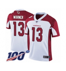 Men's Arizona Cardinals #13 Kurt Warner White Vapor Untouchable Limited Player 100th Season Football Jersey