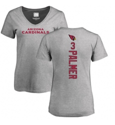 NFL Women's Nike Arizona Cardinals #3 Carson Palmer Ash Backer V-Neck T-Shirt