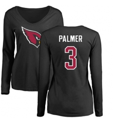 NFL Women's Nike Arizona Cardinals #3 Carson Palmer Black Name & Number Logo Long Sleeve T-Shirt
