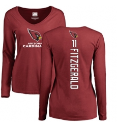 NFL Women's Nike Arizona Cardinals #11 Larry Fitzgerald Maroon Backer Long Sleeve T-Shirt