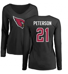 NFL Women's Nike Arizona Cardinals #21 Patrick Peterson Black Name & Number Logo Long Sleeve T-Shirt