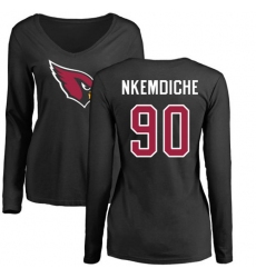 NFL Women's Nike Arizona Cardinals #90 Robert Nkemdiche Black Name & Number Logo Long Sleeve T-Shirt