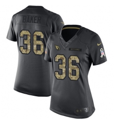 Women's Nike Arizona Cardinals #36 Budda Baker Limited Black 2016 Salute to Service NFL Jersey