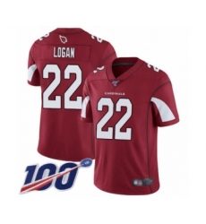 Men's Arizona Cardinals #22 T. J. Logan Red Team Color Vapor Untouchable Limited Player 100th Season Football Jersey