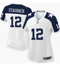 Women's Nike Dallas Cowboys #12 Roger Staubach Game White Throwback Alternate NFL Jersey