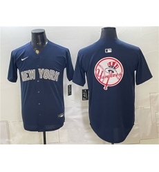 Men's New York Yankees Team Big Logo Navy Limited Stitched Baseball Jersey