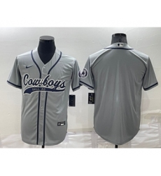 Men's Dallas Cowboys Blank Grey Stitched MLB Cool Base Nike Baseball Jersey