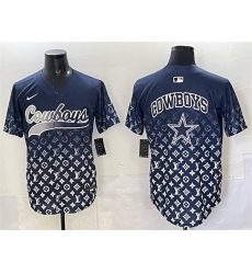 Men's Dallas Cowboys Team Big Logo Navy Limited Stitched Baseball Jersey