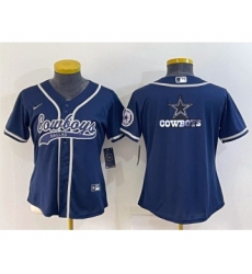 Women's Dallas Cowboys Navy Blue Team Big Logo With Patch Cool Base Stitched Baseball Jersey