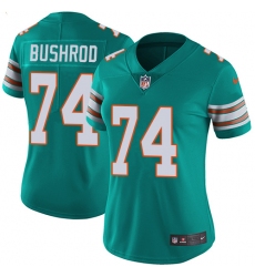 Women's Nike Miami Dolphins #74 Jermon Bushrod Elite Aqua Green Alternate NFL Jersey