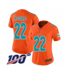 Women's Miami Dolphins #22 T.J. McDonald Limited Orange Inverted Legend 100th Season Football Jersey
