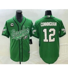 Men's Nike Philadelphia Eagles #12 Randall Cunningham Green C Cool Base Stitched Baseball Jersey