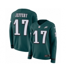 Women's Nike Philadelphia Eagles #17 Alshon Jeffery Limited Green Therma Long Sleeve NFL Jersey