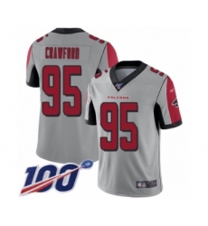 Men's Atlanta Falcons #95 Jack Crawford Limited Silver Inverted Legend 100th Season Football Jersey