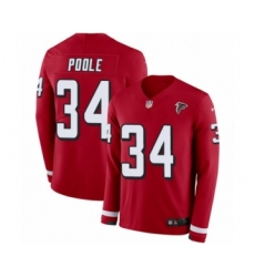 Youth Nike Atlanta Falcons #34 Brian Poole Limited Red Therma Long Sleeve NFL Jersey