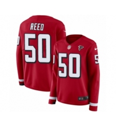 Women's Nike Atlanta Falcons #50 Brooks Reed Limited Red Therma Long Sleeve NFL Jersey