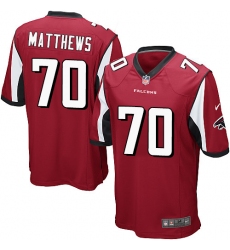 Men's Nike Atlanta Falcons #70 Jake Matthews Game Red Team Color NFL Jersey