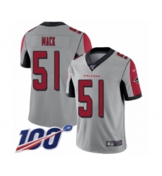 Youth Atlanta Falcons #51 Alex Mack Limited Silver Inverted Legend 100th Season Football Jersey