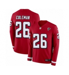 Youth Nike Atlanta Falcons #26 Tevin Coleman Limited Red Therma Long Sleeve NFL Jersey