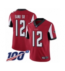 Men's Atlanta Falcons #12 Mohamed Sanu Red Team Color Vapor Untouchable Limited Player 100th Season Football Jersey