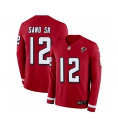 Men's Nike Atlanta Falcons #12 Mohamed Sanu Limited Red Therma Long Sleeve NFL Jersey