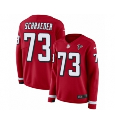 Women's Nike Atlanta Falcons #73 Ryan Schraeder Limited Red Therma Long Sleeve NFL Jersey