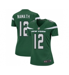 Women's New York Jets #12 Joe Namath Game Green Team Color Football Jersey