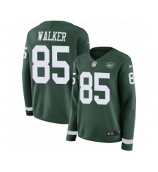 Women's Nike New York Jets #85 Wesley Walker Limited Green Therma Long Sleeve NFL Jersey
