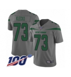 Men's New York Jets #73 Joe Klecko Limited Gray Inverted Legend 100th Season Football Jersey