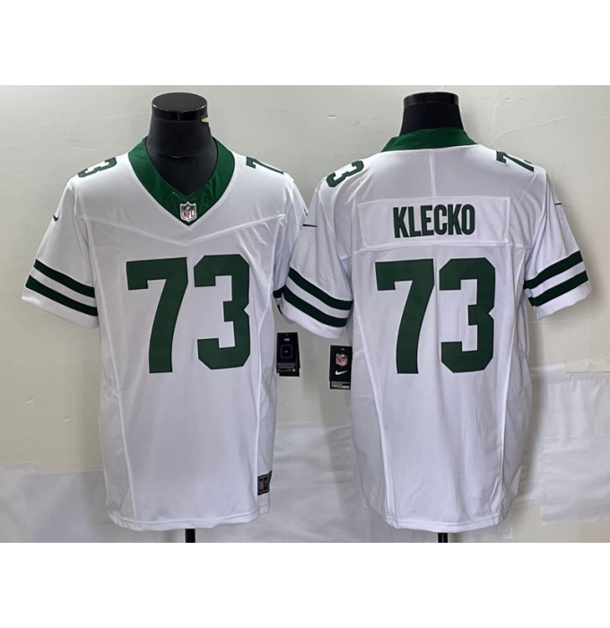 Men's Nike New York Jets #73 Joe Klecko White 2023 F.U.S.E. Vapor Limited Throwback Stitched Football Jersey
