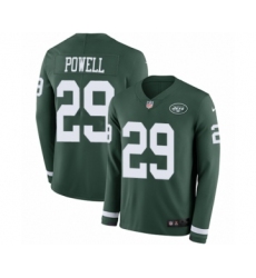 Men's Nike New York Jets #29 Bilal Powell Limited Green Therma Long Sleeve NFL Jersey