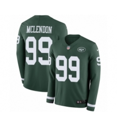 Men's Nike New York Jets #99 Steve McLendon Limited Green Therma Long Sleeve NFL Jersey
