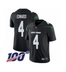 Men's New York Jets #4 Lac Edwards Black Alternate Vapor Untouchable Limited Player 100th Season Football Jersey