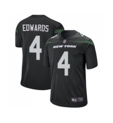 Men's New York Jets #4 Lac Edwards Game Black Alternate Football Jersey