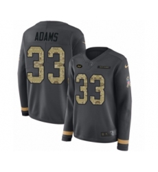Women's Nike New York Jets #33 Jamal Adams Limited Black Salute to Service Therma Long Sleeve NFL Jersey