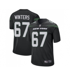 Men's New York Jets #67 Brian Winters Game Black Alternate Football Jersey