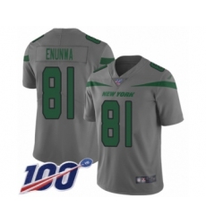 Men's New York Jets #81 Quincy Enunwa Limited Gray Inverted Legend 100th Season Football Jersey