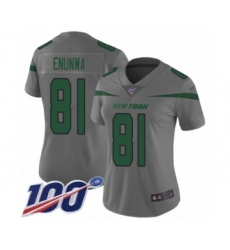 Women's New York Jets #81 Quincy Enunwa Limited Gray Inverted Legend 100th Season Football Jersey
