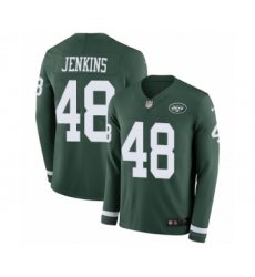 Youth Nike New York Jets #48 Jordan Jenkins Limited Green Therma Long Sleeve NFL Jersey