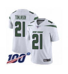 Men's New York Jets #21 LaDainian Tomlinson White Vapor Untouchable Limited Player 100th Season Football Jersey