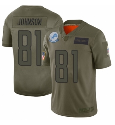 Women's Detroit Lions #81 Calvin Johnson Limited Camo 2019 Salute to Service Football Jersey