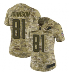 Women's Nike Detroit Lions #81 Calvin Johnson Limited Camo 2018 Salute to Service NFL Jersey