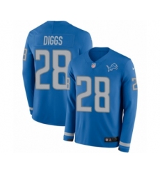 Men's Nike Detroit Lions #28 Quandre Diggs Limited Blue Therma Long Sleeve NFL Jersey
