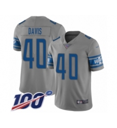 Men's Detroit Lions #40 Jarrad Davis Limited Gray Inverted Legend 100th Season Football Jersey