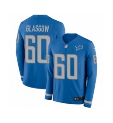 Youth Nike Detroit Lions #60 Graham Glasgow Limited Blue Therma Long Sleeve NFL Jersey