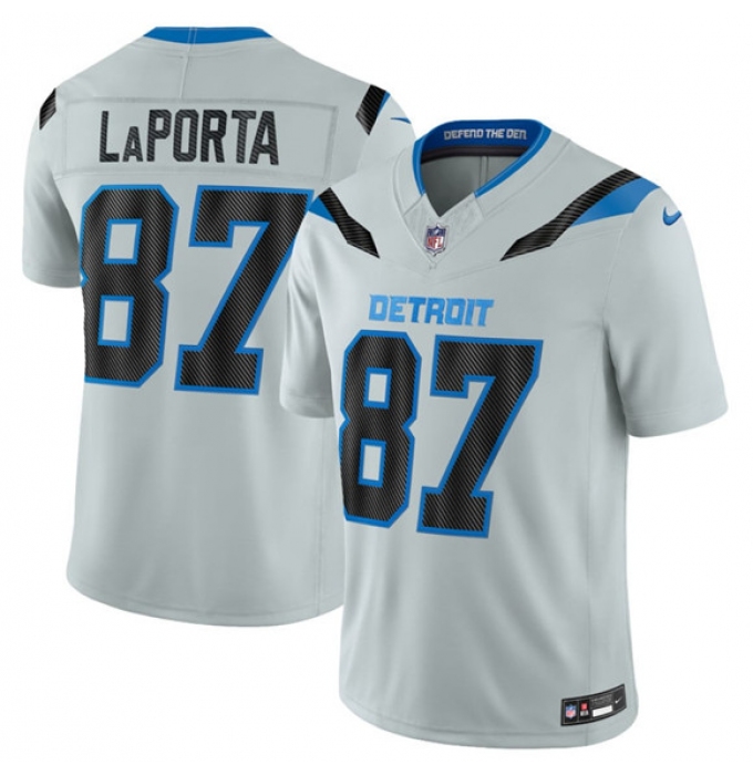 Men's Detroit Lions #87 Sam LaPorta Silver 2026 F.U.S.E. Rivalries Collection Limited Football Stitched Jersey